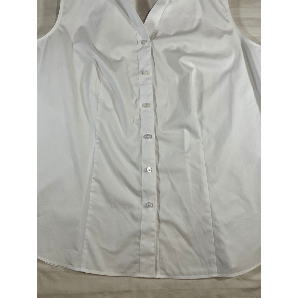 Talbots Plus White Sleeveless Wrinkle Resistant Button Down Shirt 2X ID5134 - Picture 4 of 15